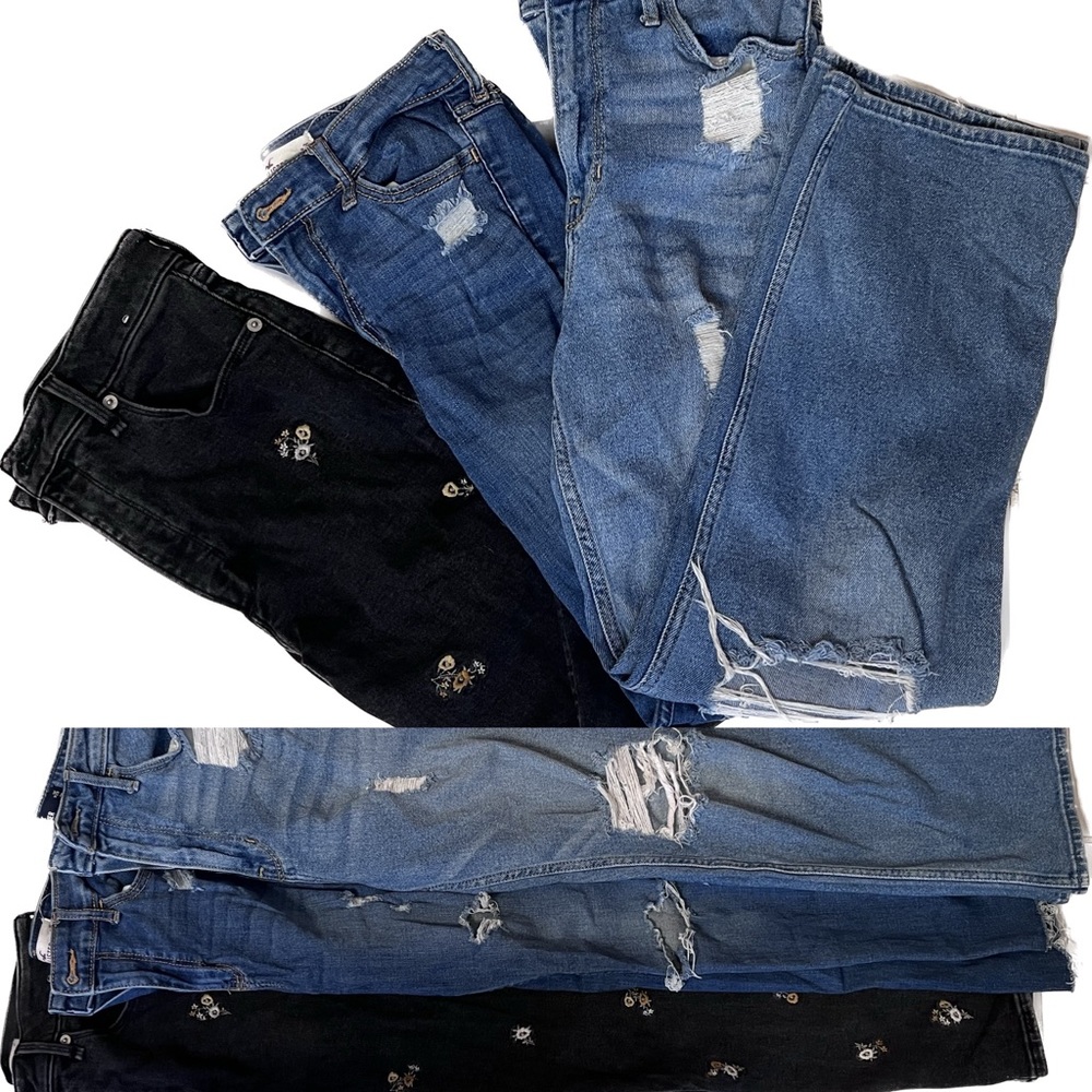 LOT BUNDLE 3 Pair size 26 jeans Abercrombie Hollister high-rise distressed - Picture 1 of 11